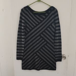 White House /  Black Market - Black and Silver Striped Mini Dress